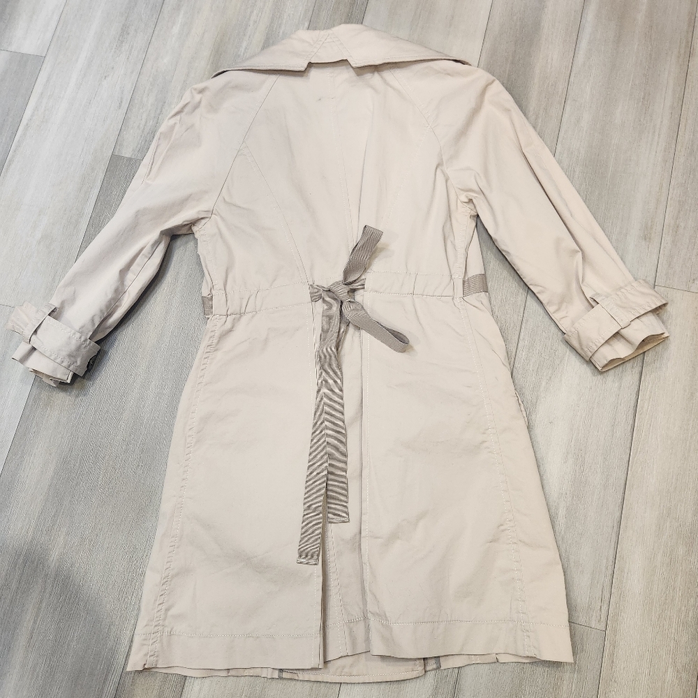 Pinko trench coat women's 6 ivory cotton mini pleated double chest Made in Italy - Picture 9 of 14